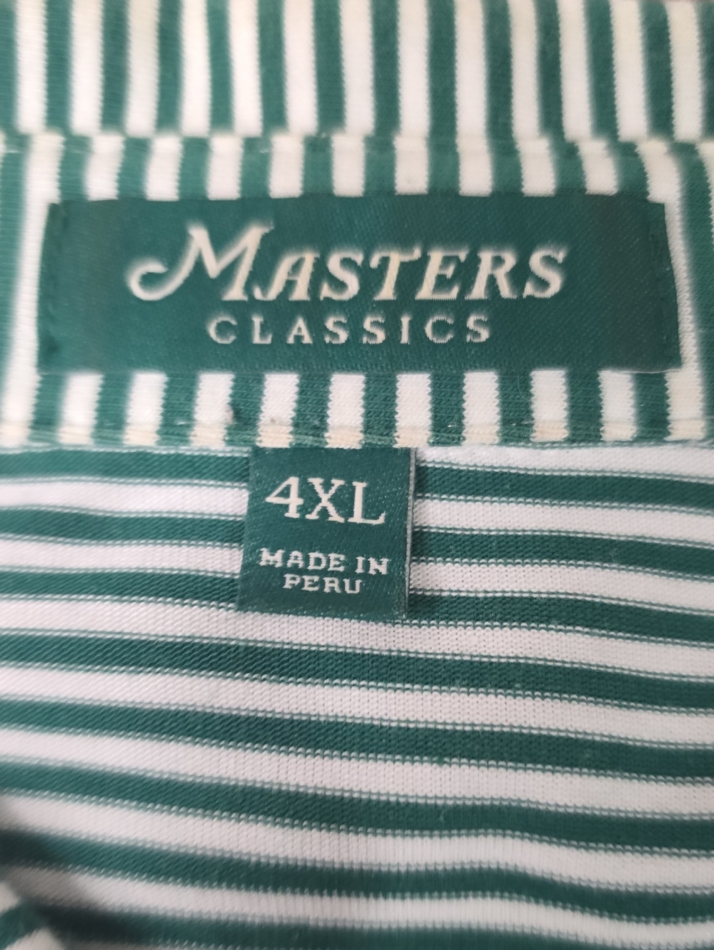 Masters 4XL Green and White Striped Polo Shirt